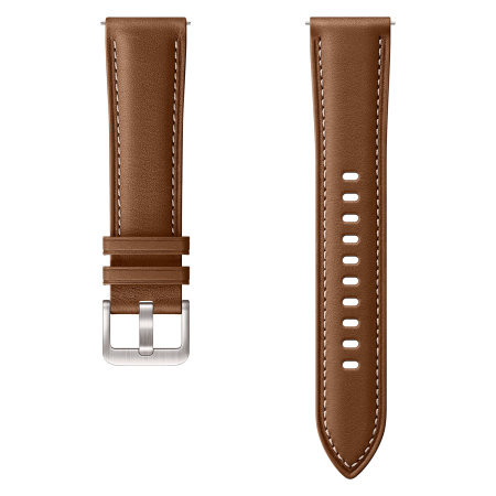 For Samsung Galaxy Watch 3 41mm Sewing Litchi Texture Leather Replacement Strap Watchband(Brown)
