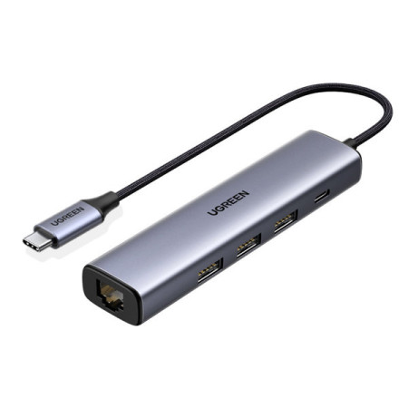 Ugreen CM475 USB 3.0 Hub 3 Θυρών με σύνδεση USB-C / Ethernet Γκρι 20932