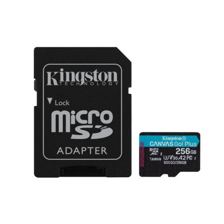 KINGSTON Memory Card MicroSD Canvas Go! Plus SDCG3/256GB, Class 10, SD Adapter 