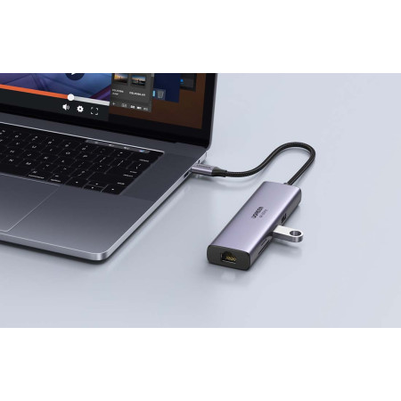 Ugreen USB-C Docking Station με HDMI 4K Ethernet Ασημί (60515)