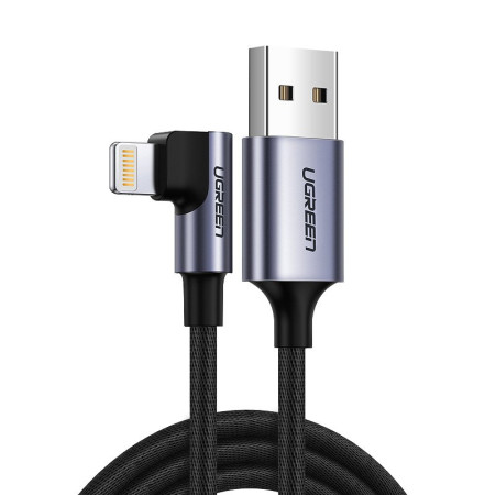 Ugreen Angle (90°) / Braided USB to Lightning Cable Μαύρο 1m (60521)