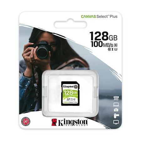 Κάρτα Μνήμης Kingston SDXC 128GB Canvas Select Plus UHS-I Class 10 U3 V30 SDS2/128GB