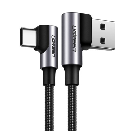 Ugreen Angle (90°) / Braided USB 2.0 Cable USB-C male - USB-A male Μαύρο 2m (50942)