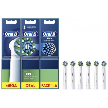 Oral-b Pro Cross Action Eb50rx 2+2+2 Replacement Head white