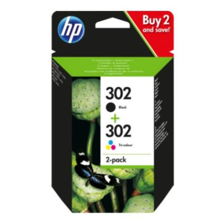 HP 302 Πακέτο 2 Μελανιών Εκτυπωτή InkJet Μαύρο (X4D37AE)