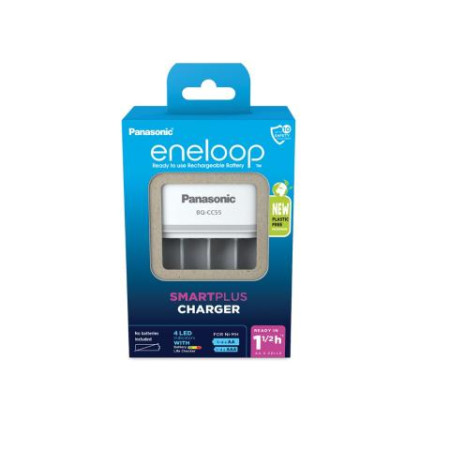 Panasonic Eneloop Smart & Quick BQ-CC55 Φορτιστής 4 Μπαταριών Ni-MH Μεγέθους AA/AAA σε Λευκό χρώμα