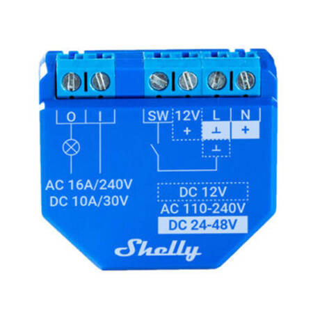 Shelly Έξυπνος Ενδιάμεσος Διακόπτης WiFi Plus 1, 1 κανάλι, 16A (Μπλε)