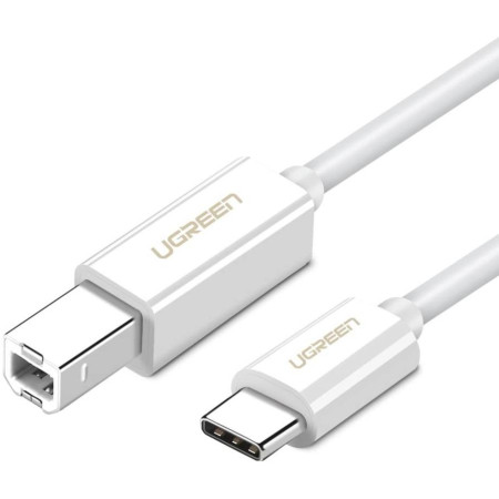 Ugreen USB 2.0 Cable USB-C male - USB-B male Λευκό 1.5m (40417)