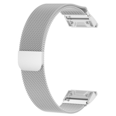 For Garmin Fenix 5X Milanese Replacement Wrist Strap Watchband(Silver)