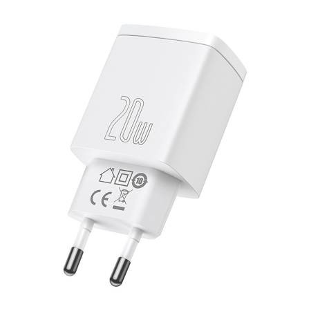 BASEUS φορτιστής τοίχου USB & USB Type-C, QC3.0 20W, λευκός CCXJ-B02 (#06-2846)