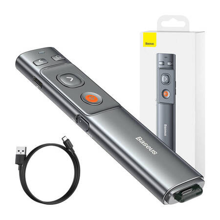 Baseus Orange Dot Wireless Presenter (Red Laser)(Charging version) gray (WKCD000013)