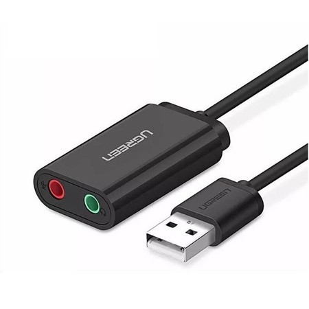 External USB audio card UGREEN 15cm (black) 30724