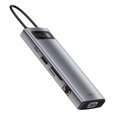 Baseus Gleam USB-C Docking Station με HDMI 4K PD Ethernet και συνδεση 2 Οθονών Γκρι (CAHUB-CU0G)