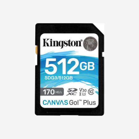 Kingston Canvas Go Plus SDXC 512GB Class 10 U3 V30 UHS-I SDG3/512GB